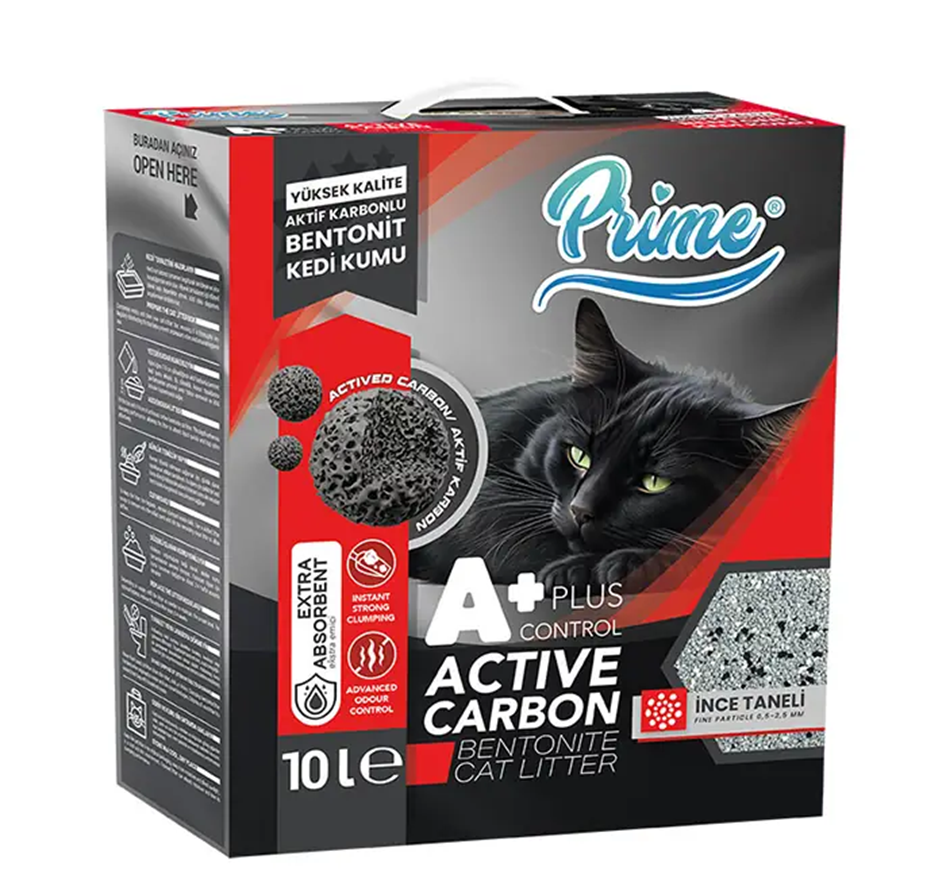 PRİME KUTULU AKTİF KARBONLU KEDİ KUMU 10 LT